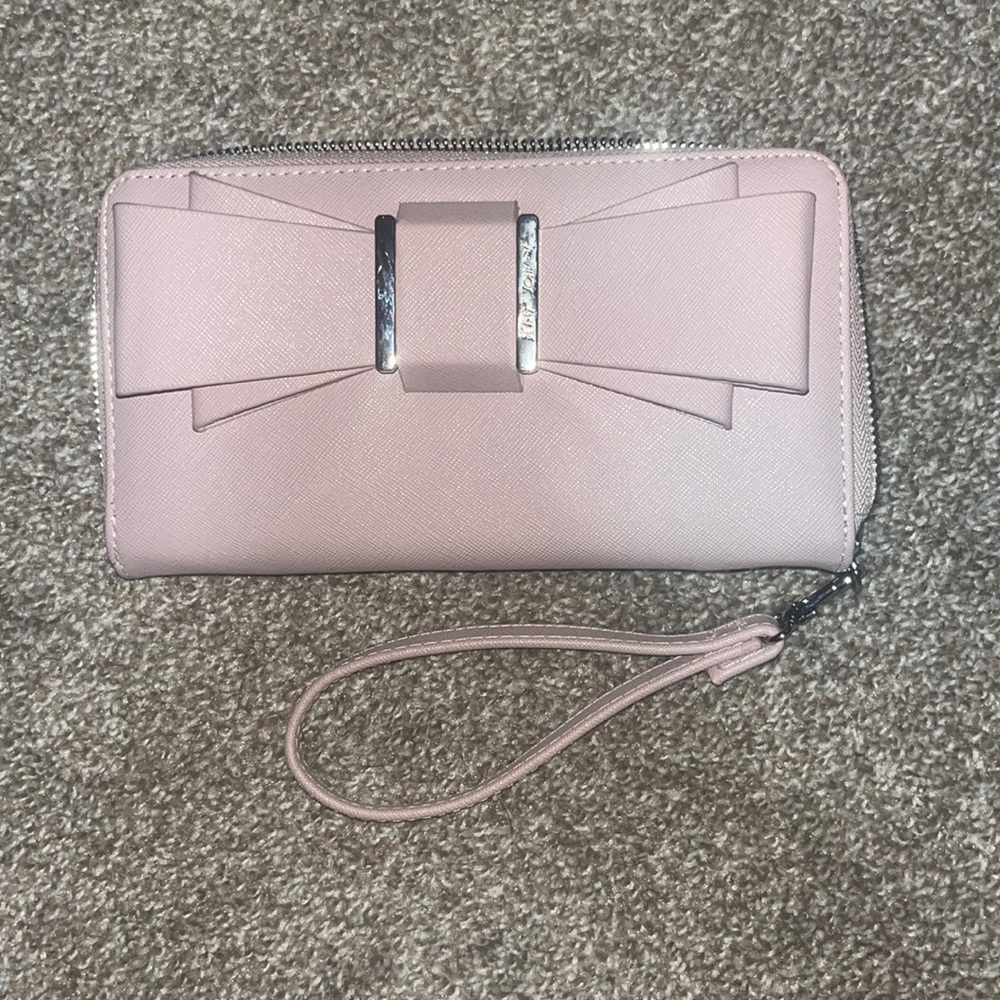 Betsey Johnson pink wallet wristlet with bow